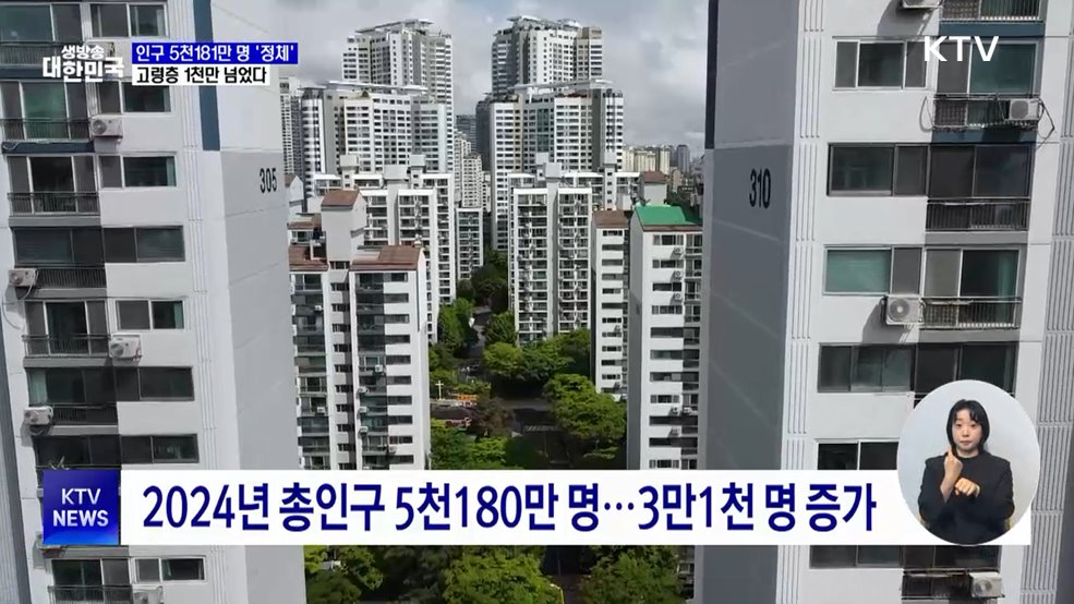 인구 5천181만 명 '정체 흐름'···고령층 1천만 넘어