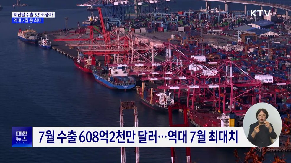 7월 수출 역대 최대···반도체 호조 속 5.9%↑