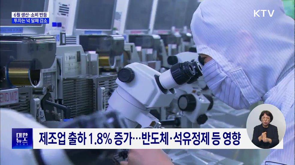 6월 생산·소비 반등···투자는 넉 달째 감소