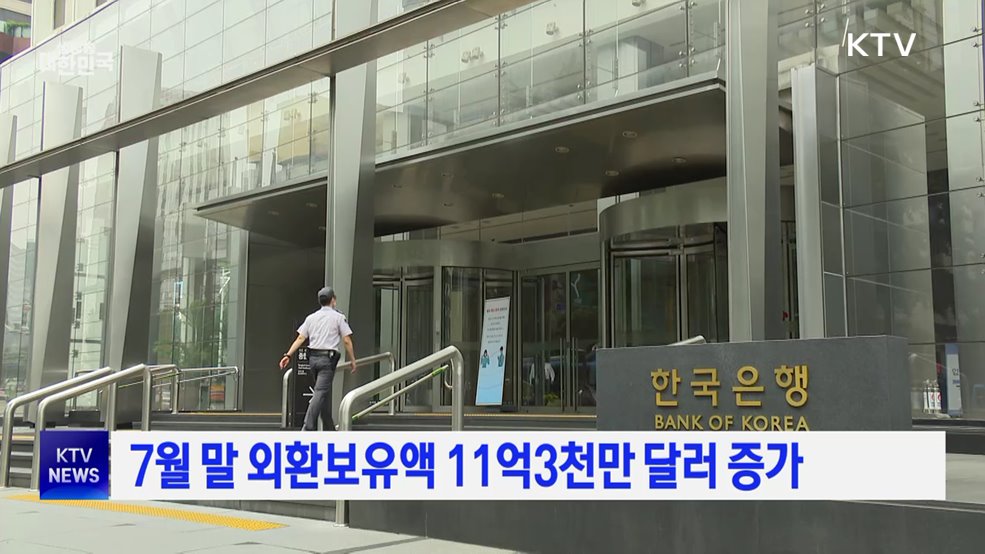 7월 말 외환보유액 11억3천만 달러 증가