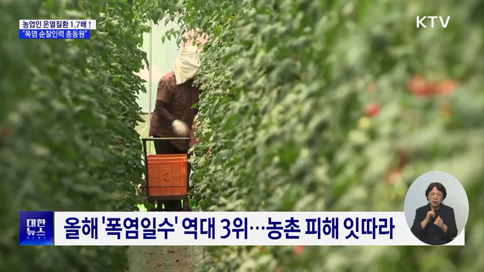 농업인 온열질환 1.7배↑···"순찰 강화·냉방장비 지원"