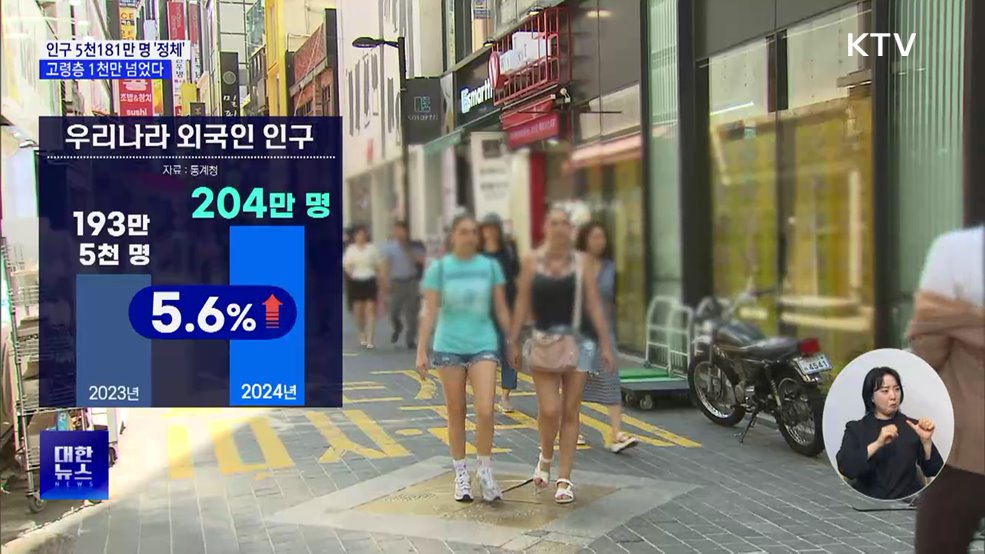 인구 5천181만 명 '정체 흐름'···고령층 1천만 넘어