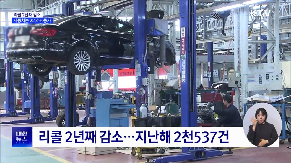 리콜 2년째 감소···자동차는 22.4% 증가