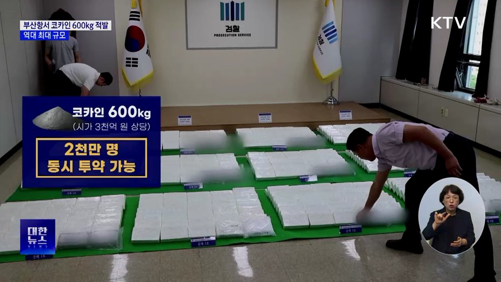 부산항서 코카인 600kg 적발···역대 최대 규모