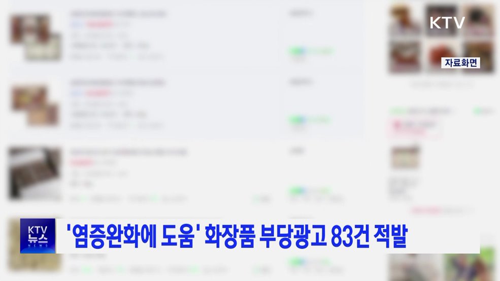 '염증완화에 도움' 화장품 부당광고 83건 적발