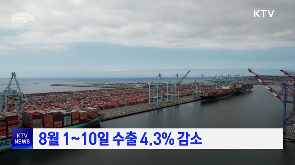 8월 1~10일 수출 4.3% 감소