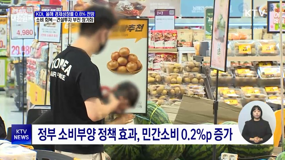 KDI, 성장률 0.8% 유지···"소비회복·건설투자 부진"