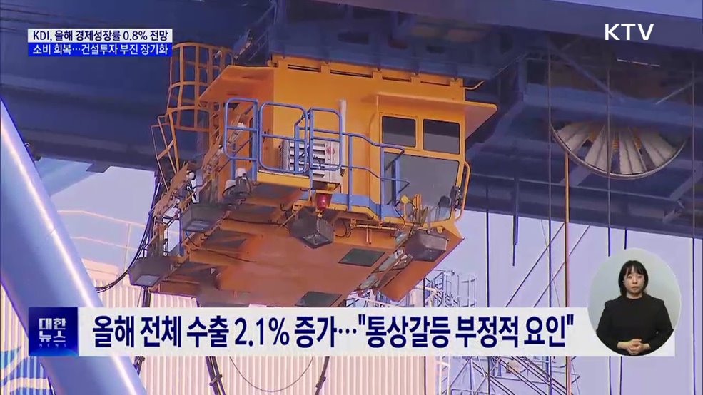 KDI, 성장률 0.8% 유지···"소비회복·건설투자 부진"