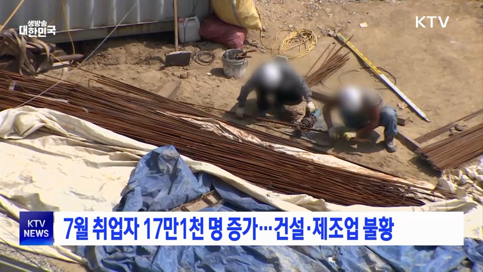 7월 취업자 17만1천 명 증가···건설·제조업 불황