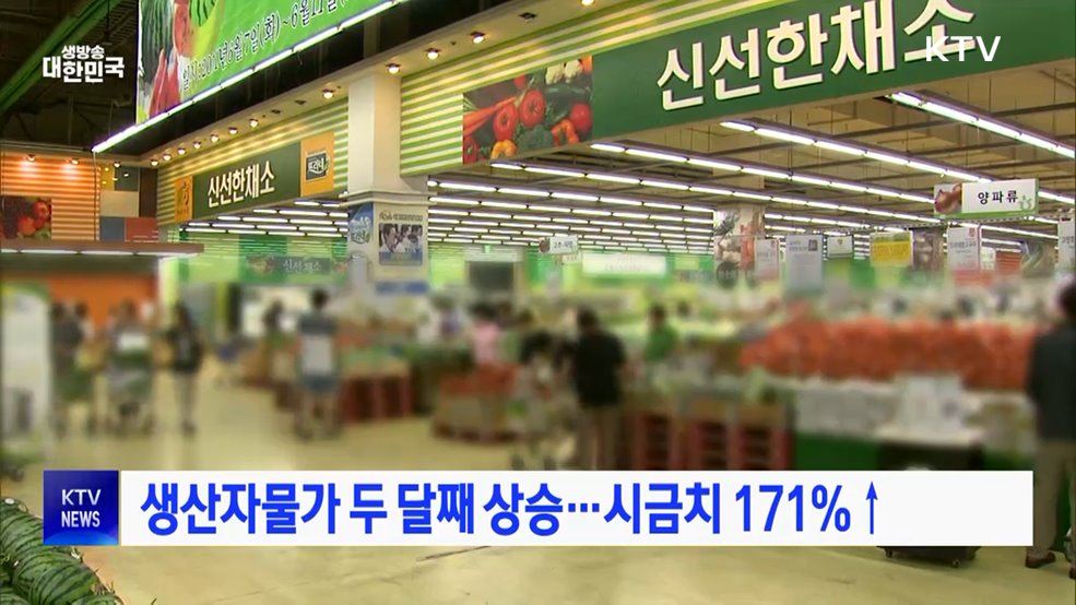 생산자물가 두 달째 상승···시금치 171%↑