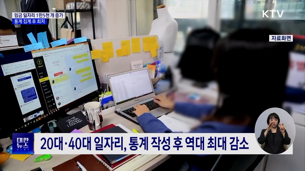 1분기 임금 일자리 1만5천 개 증가···역대 최저