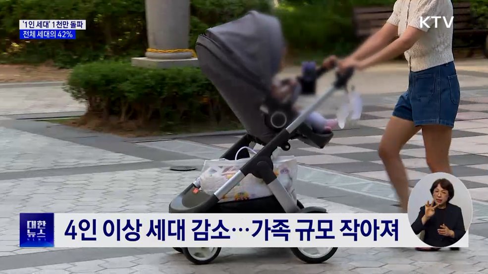 '1인 세대' 1천만 돌파···전체 세대의 42%