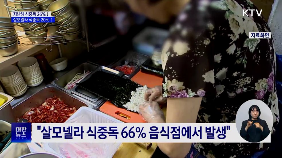 지난해 식중독 26% 감소···살모넬라 식중독은 20% 늘어