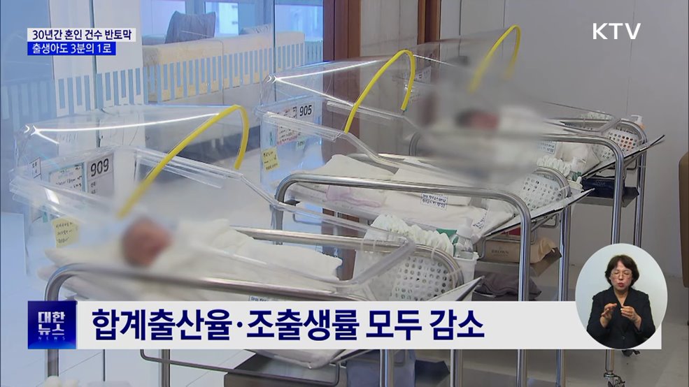 30년간 혼인 건수 반토막···출생아 3분의 1로 급감