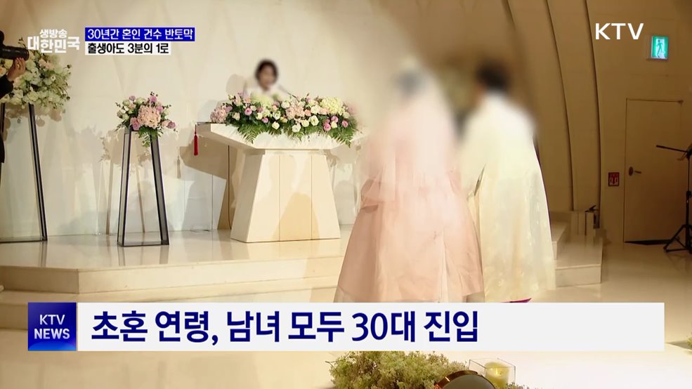 30년간 혼인 건수 반토막···출생아 3분의 1로 급감