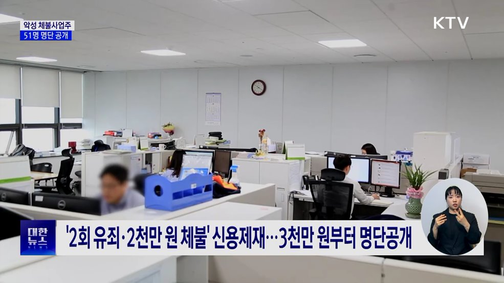 고액·상습 체불사업주 51명 공개···80명 신용제재