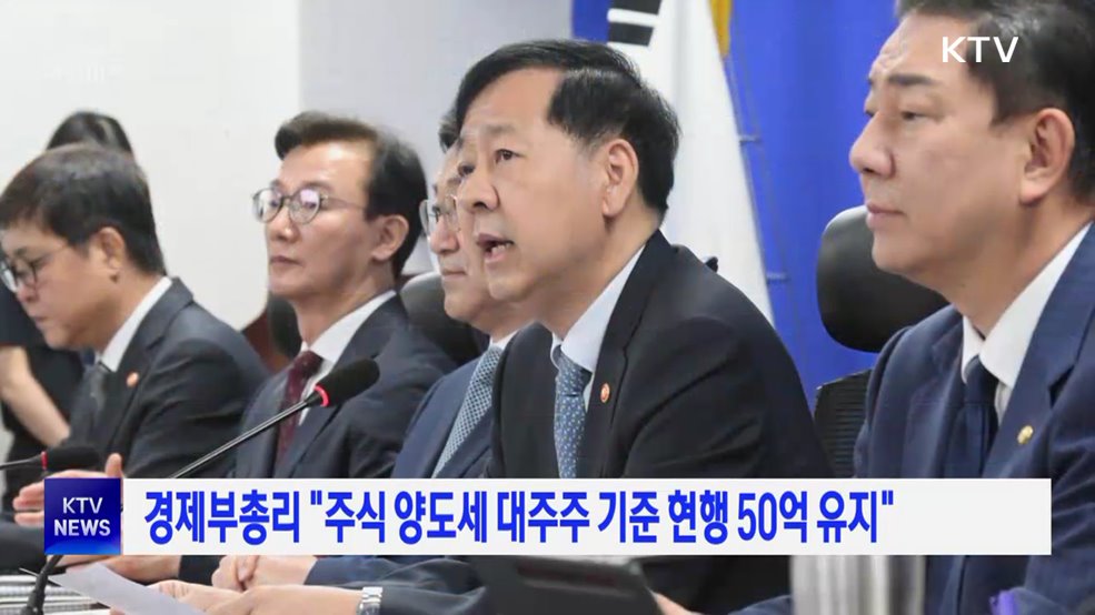 경제부총리 "주식 양도세 대주주 기준 현행 50억 유지"