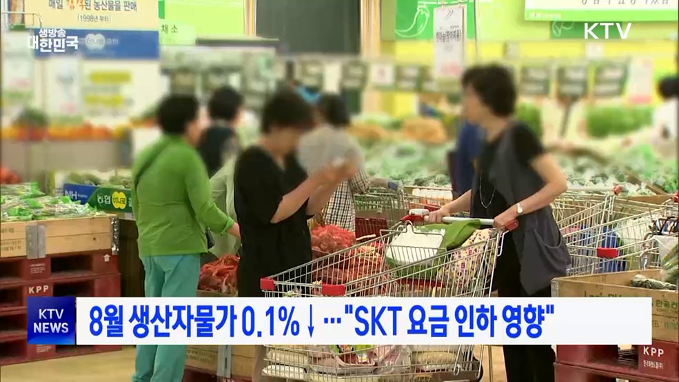 8월 생산자물가 0.1%↓···"SKT 요금 인하 영향"