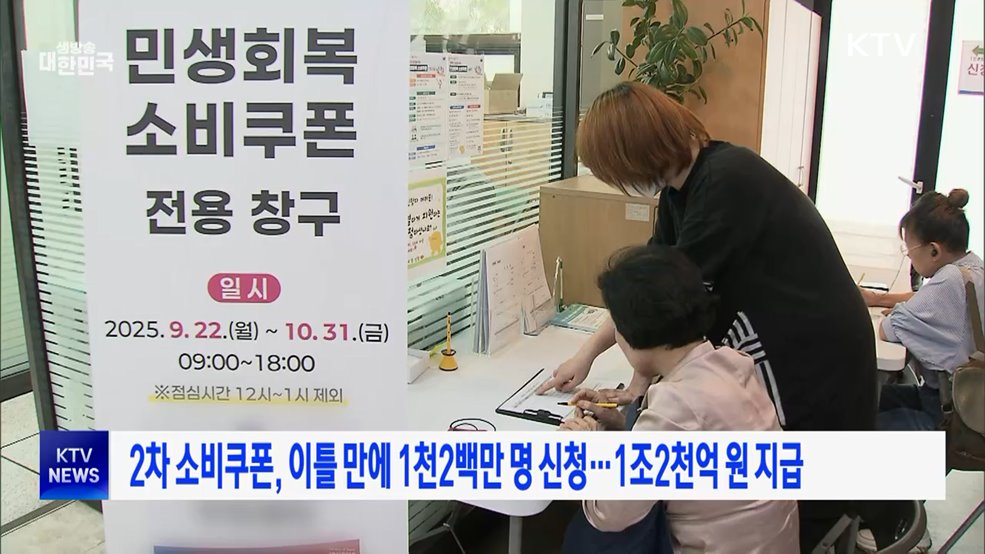 2차 소비쿠폰, 이틀만에 1천2백만 명 신청···1조2천억 원 지급