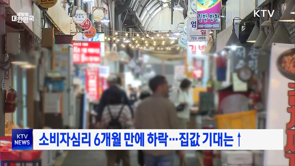 소비자심리 6개월 만에 하락···집값 기대는↑