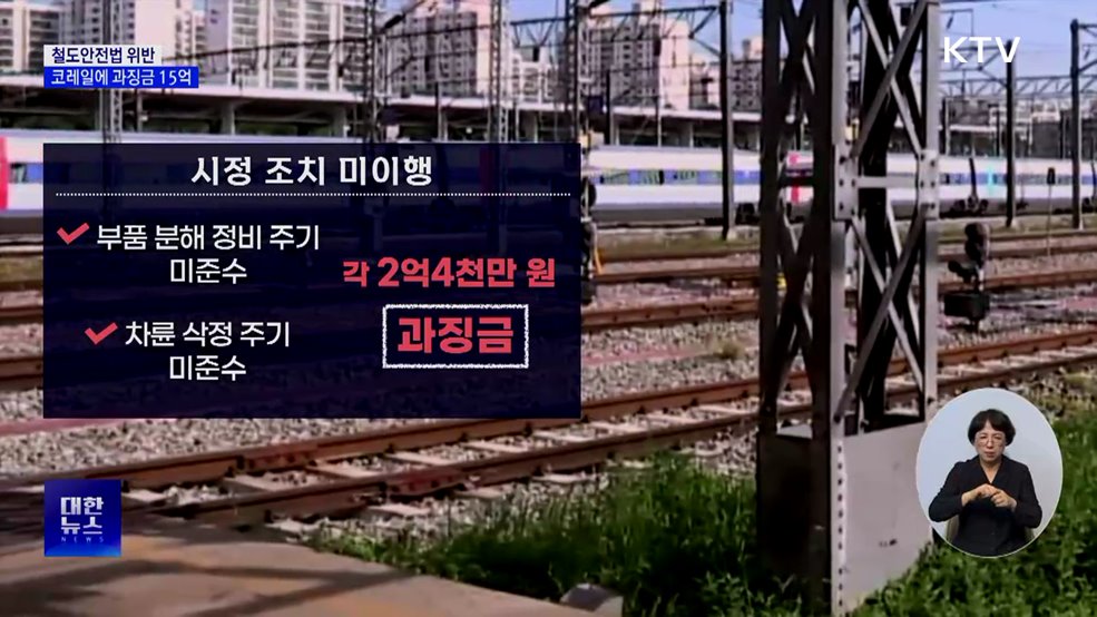 구로역 사망·KTX 탈선···코레일에 과징금 15억