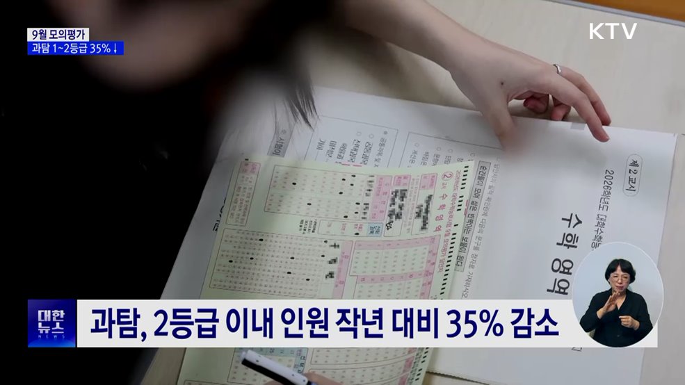 9월 모의평가, 과탐 1~2등급 35% 줄어