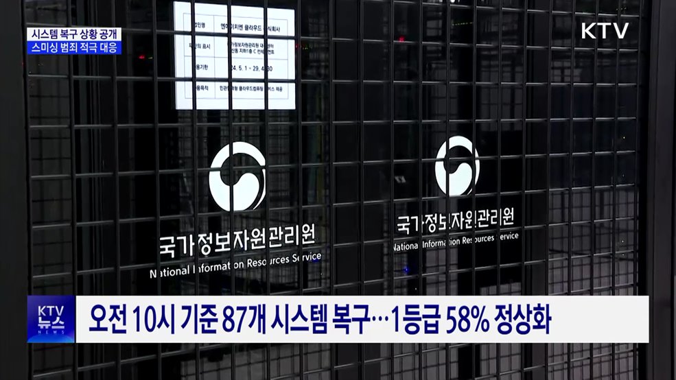 시스템 복구 상황 공개···스미싱 범죄 적극 대응
