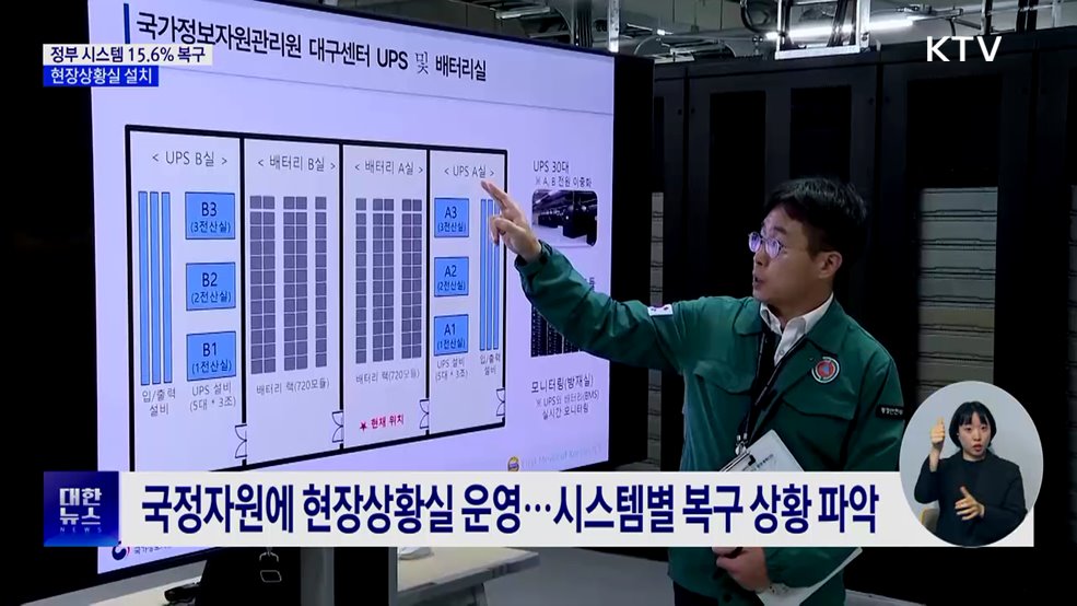 정부 시스템 복구율 15.6%···현장상황실 설치