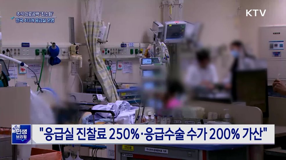 추석 연휴 413개 응급의료기관 24시간 운영