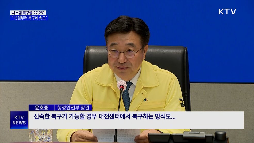 시스템 복구율 27.2%···"15일부터 복구에 속도"