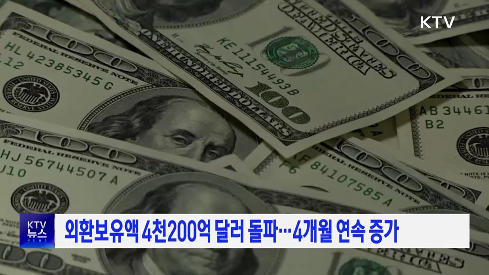 외환보유액 4천200억 달러 돌파···4개월 연속 증가