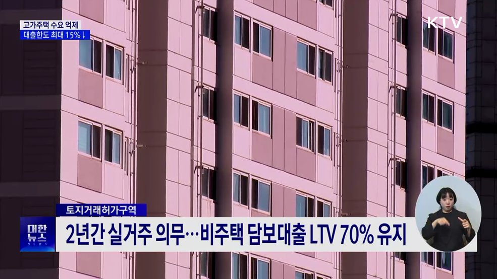 고가주택 수요 억제···대출한도 최대 15%↓