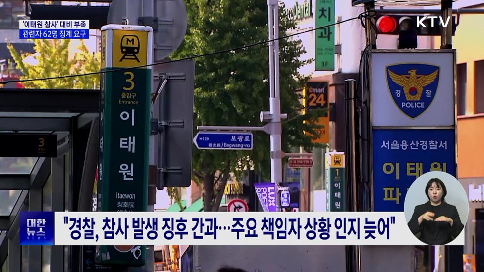 '이태원 참사' 경찰 대비 부족···관련자 62명 징계 요구