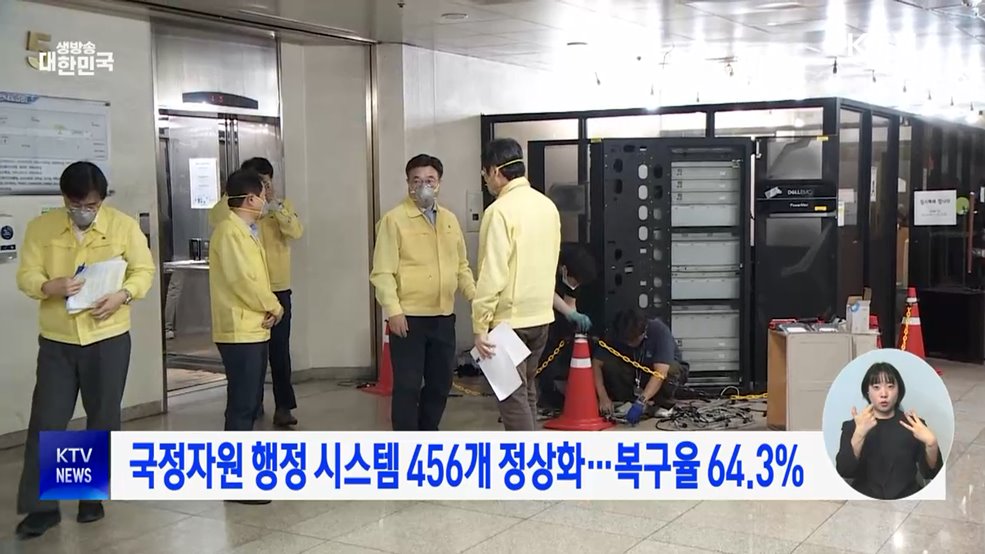 국정자원 행정 시스템 456개 정상화···복구율 64.3%