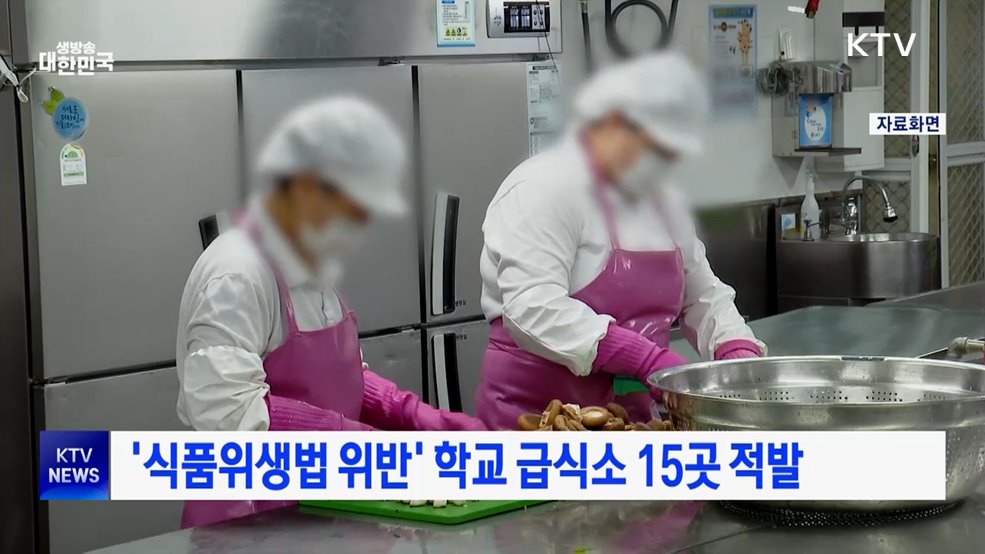 '식품위생법 위반' 학교 급식소 15곳 적발