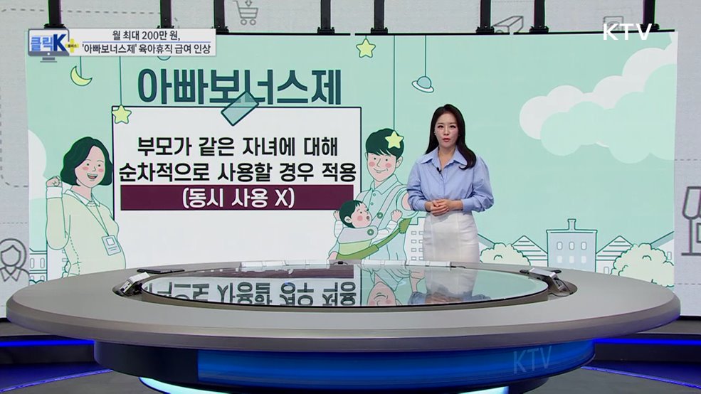 월 최대 200만 원, ‘아빠보너스제’ 육아휴직 급여 인상 [클릭K+]