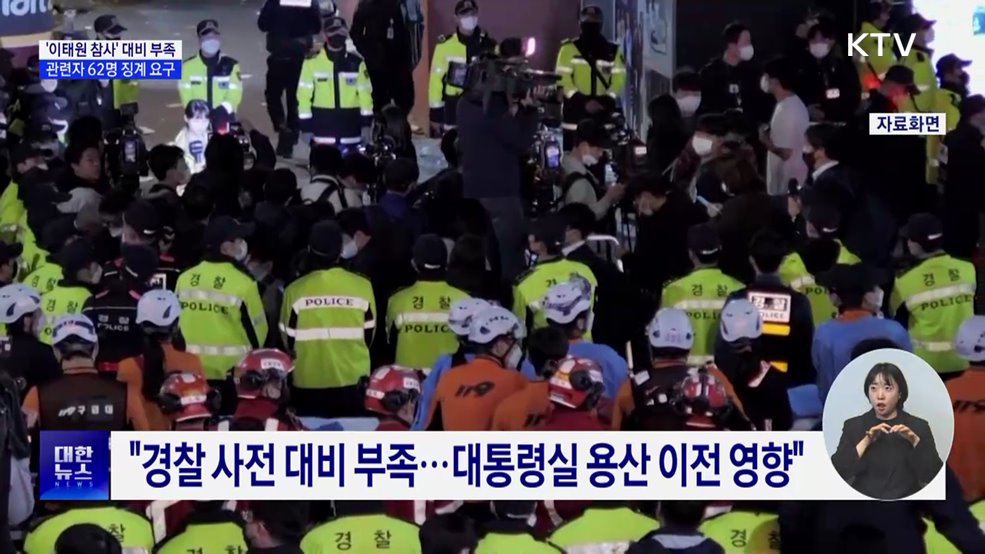 '이태원 참사' 경찰 대비 부족···관련자 62명 징계 요구