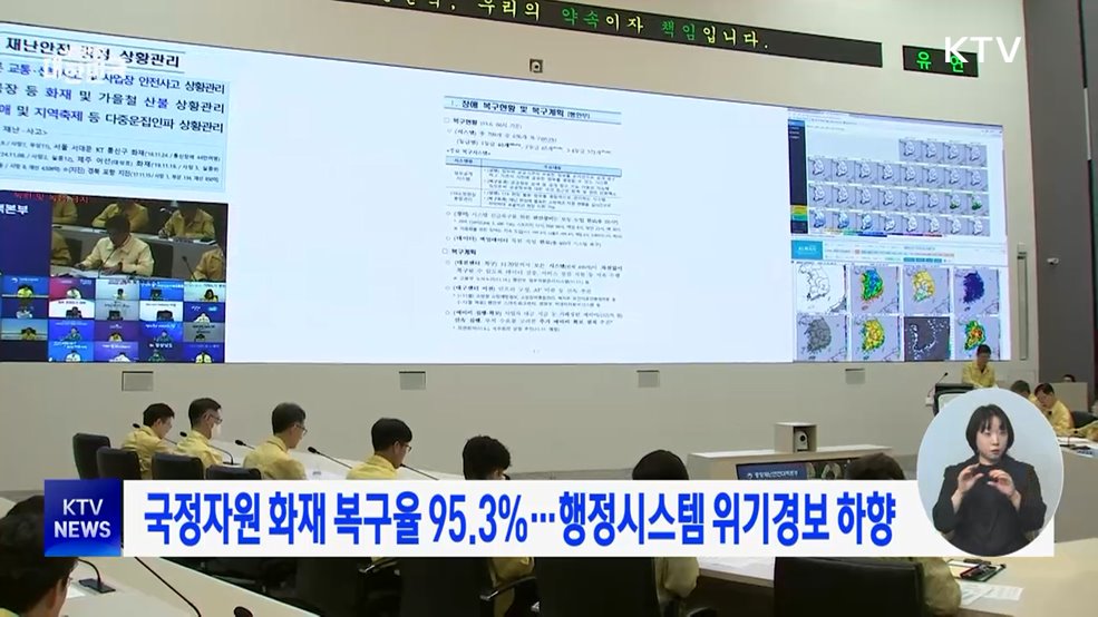 국정자원 화재 복구율 95.3%···행정시스템 위기경보 하향