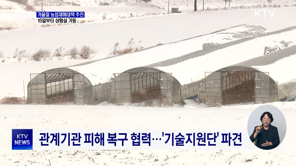 대설·한파 농가 피해 없도록···15일부터 상황실 가동