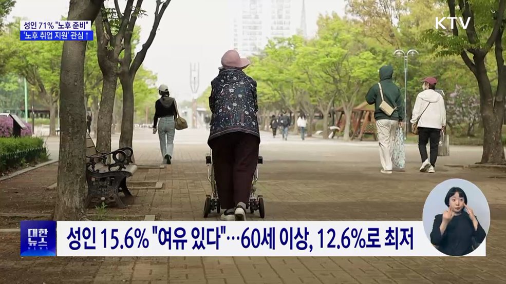 성인 71% "노후 준비"···고령자 80% "생활비는 스스로"