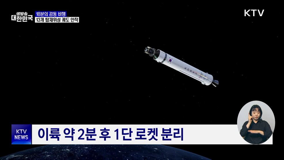 18분의 감동 비행···13개 탑재위성 궤도 안착