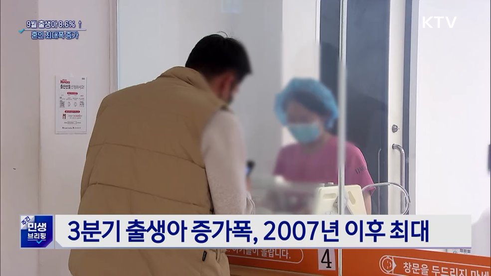 9월 출생아 증가율 8.6%···혼인 최대폭 증가