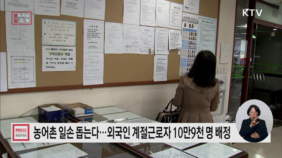 정부, 2026년 외국인 계절근로자 10만9천명 배정