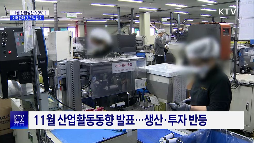 11월 산업활동 '생산·투자 반등'···소비, 다시 위축