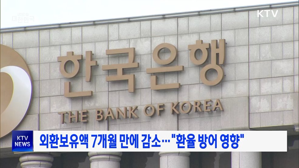 외환보유액 7개월 만에 감소···"환율 방어 영향"