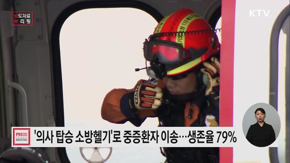 소방청 '의사 탑승 소방헬기' 성과 입증 중증환자 생존율 79% 달성