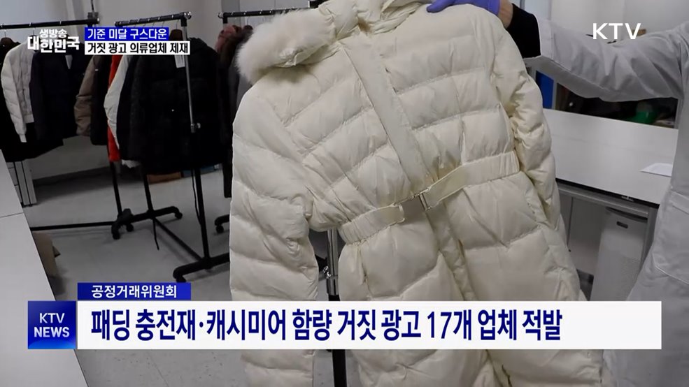 '기준 미달 구스다운'···거짓 광고 의류업체 17곳 제재