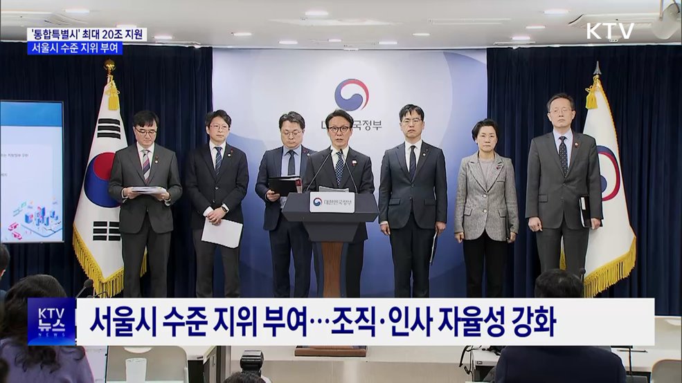 '통합특별시' 최대 4년간 20조 재정 지원