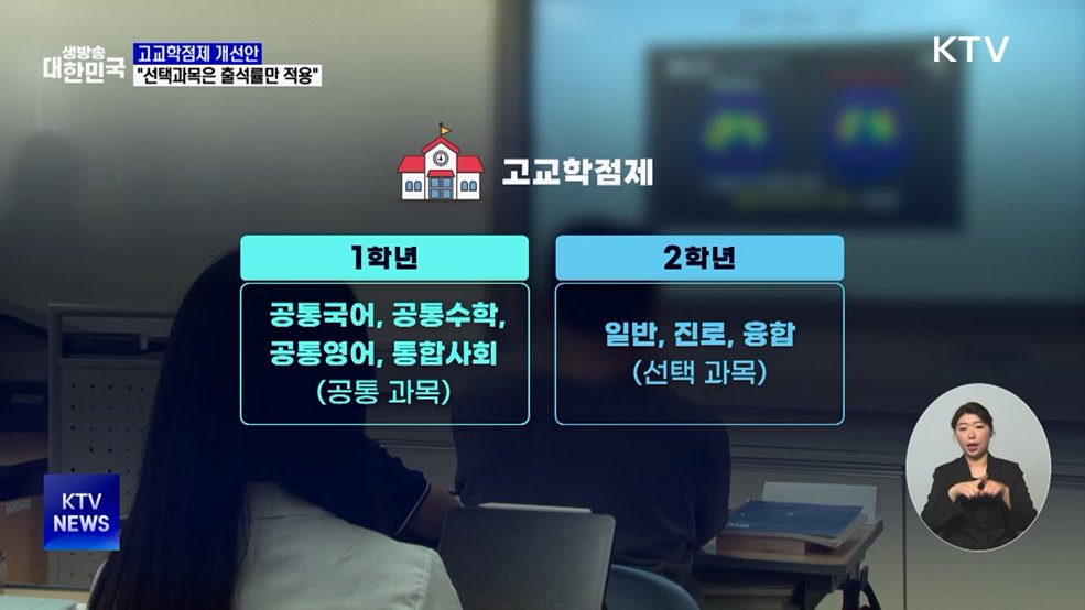 고교학점제 개선안 시행···"선택과목은 출석률만 적용"