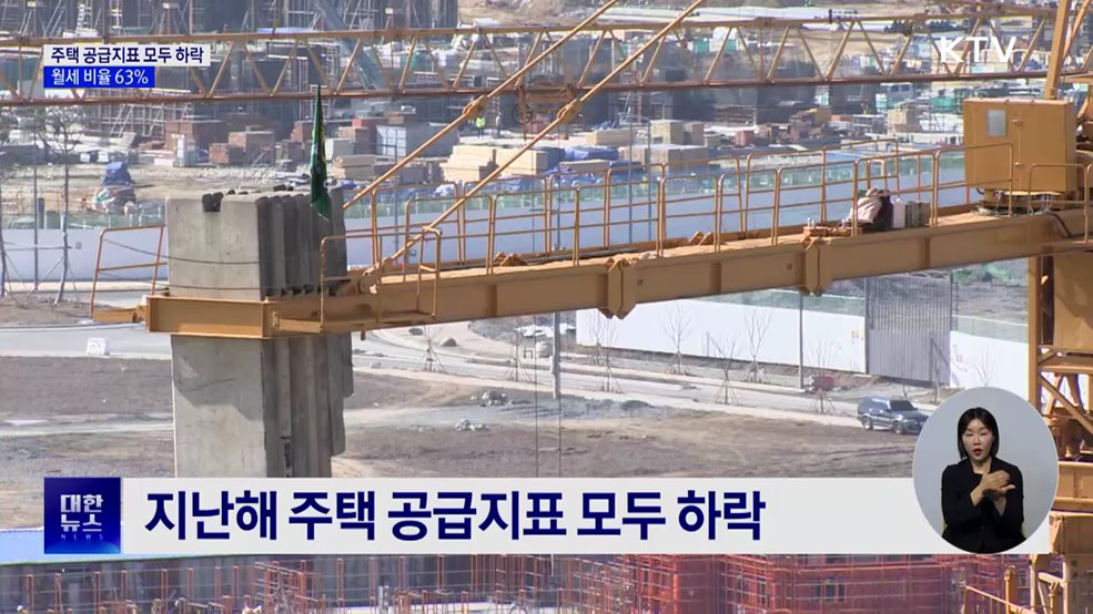 주택 공급지표 모두 하락···월세 비율 63%